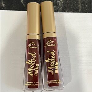 TWO DROP DEAD RED Too Faced Melted Matte Liquid Lipstick Duo - Deep Wine Red